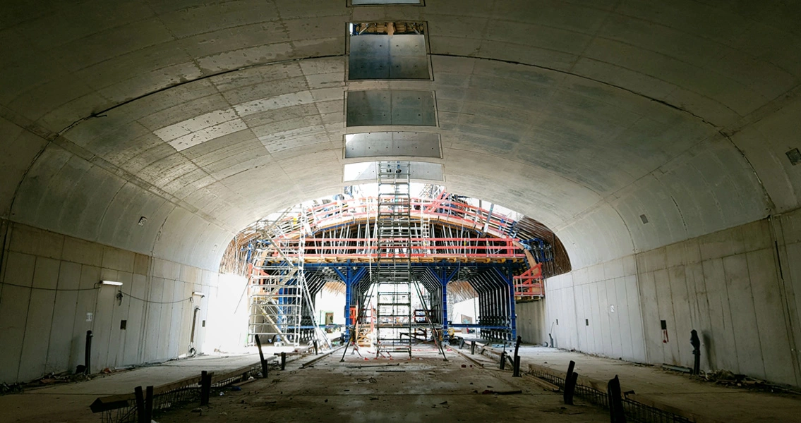 View of the sealed S-Bahn (metro) station.