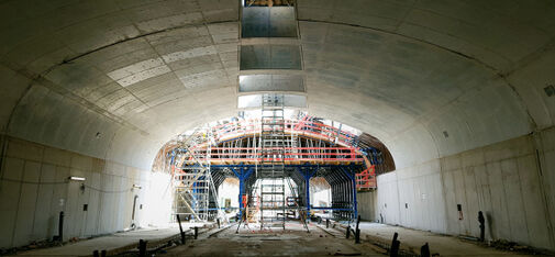 View of the sealed S-Bahn (metro) station. 